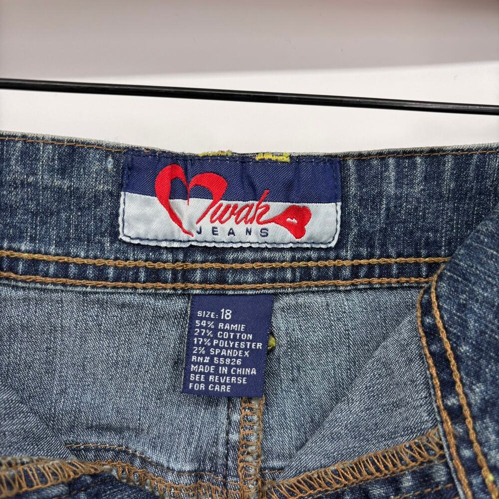 NEW Denim Mini Skirt Plus Size 18 Vtg 90s Y2K Wah Jeans Blue Jean Preppy Western - Picture 4 of 6
